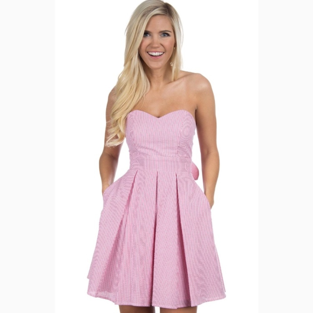 Lauren James Pink Seersucker Dress